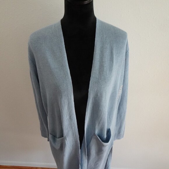 Polo Ralph Lauren Duster Cardigan Women's Size S Blue Linen Long Open Front - Picture 6 of 13